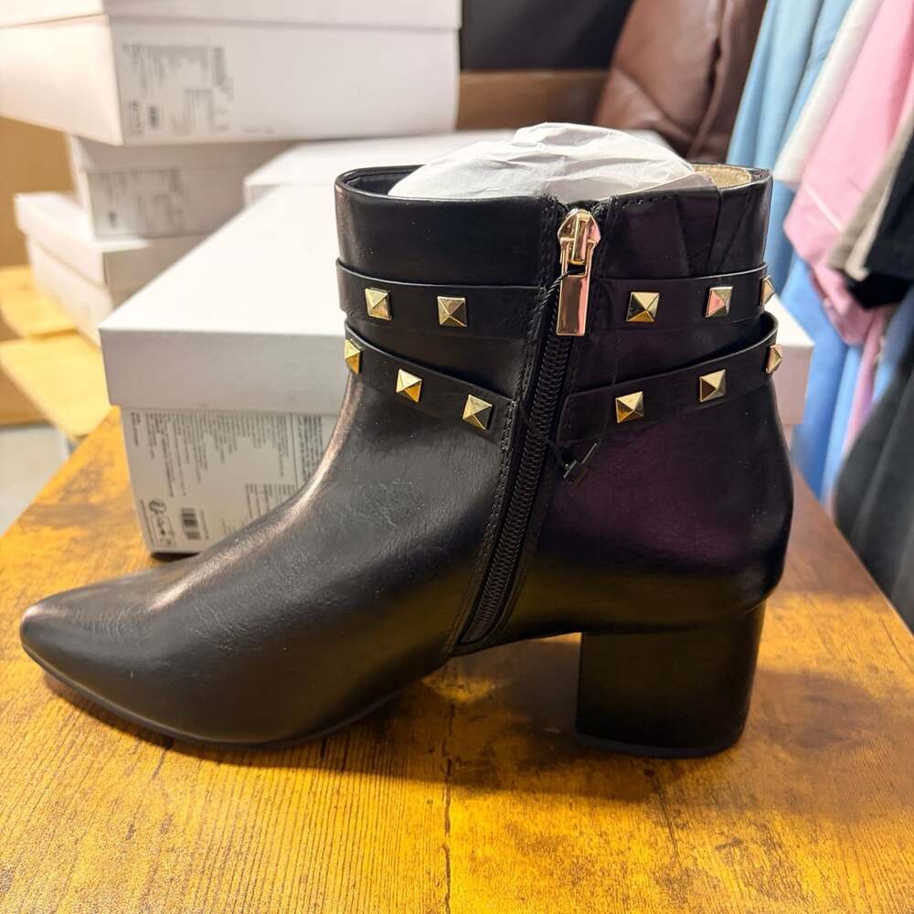 The Drop Jessi Black Studded Ankle Boot Size 8.5
